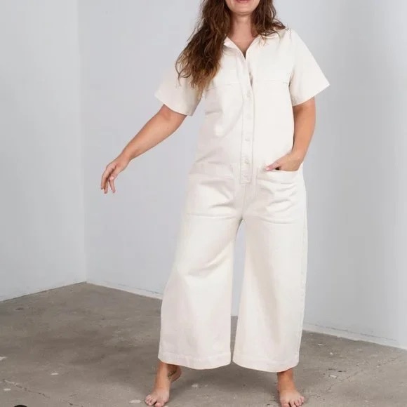 ILANA KOHN mabel coverall jumpsuit white linen size small NWOT - Picture 11 of 16